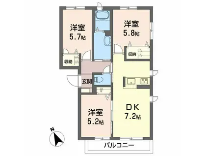 レジデンス緑町II(3LDK/2階)の間取り写真
