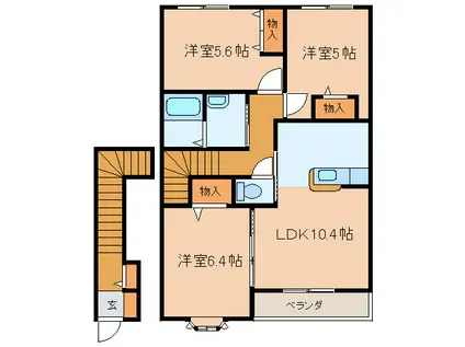 城山ハイツA(3LDK/2階)の間取り写真
