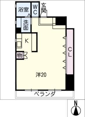 ハイツ松下(ワンルーム/4階)の間取り写真