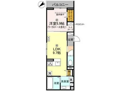 DS町坪(1LDK/2階)の間取り写真