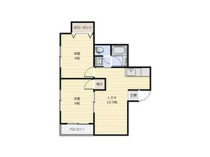 ルーチェ城北(2LDK/1階)の間取り写真