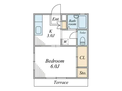 ローズヒル城山(1K/1階)の間取り写真