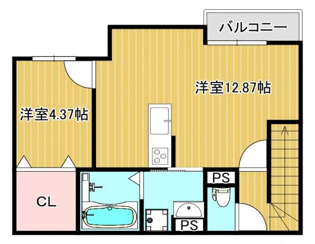 CASA GRANDE(1LDK/2階)の間取り写真