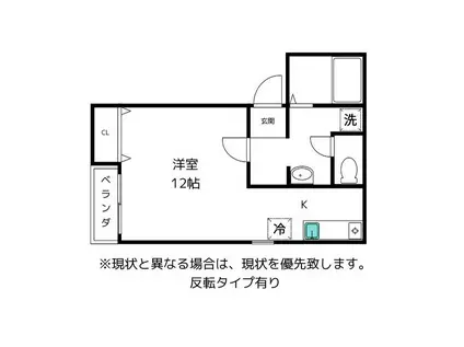 プライムコート(ワンルーム/1階)の間取り写真