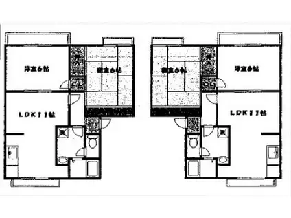 大西ハイツ西棟(2LDK/2階)の間取り写真