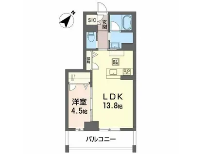 CLASSEUM連坊II(1LDK/4階)の間取り写真