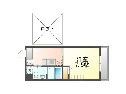 ポルトモード(1K/1階)の間取り写真