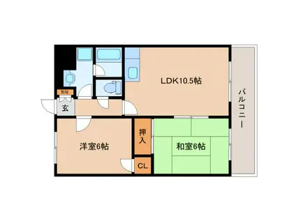 アヴァンセ美貴(2LDK/2階)の間取り写真