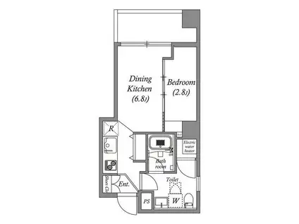 オーパスホームズ芝公園(1DK/9階)の間取り写真