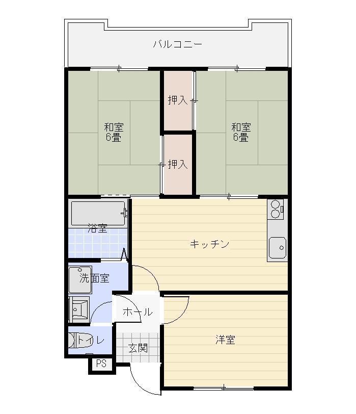 仙波第2ビル(3DK/5階)の間取り写真