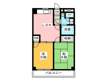 ファベール西浦和I(2DK/4階)の間取り写真