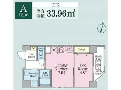 ウテナ西麻布(1DK/3階)の間取り写真