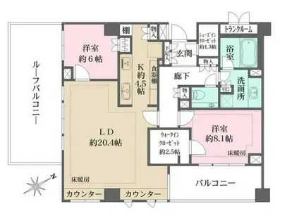 ザ・パークハウス代々木上原(2LDK/3階)の間取り写真