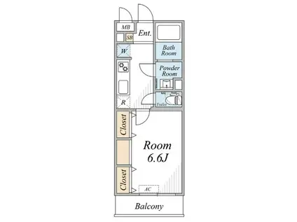 ガーデンアステリア 西千葉(1K/2階)の間取り写真