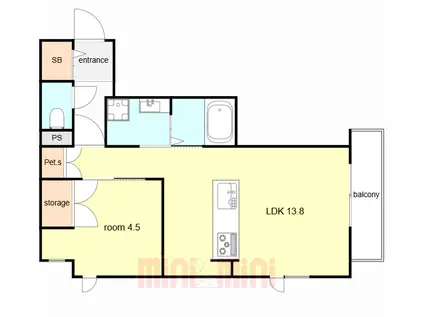 LA VITA摂津本山(1LDK/2階)の間取り写真