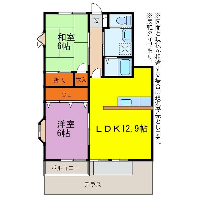 グランシャリオFUJI(2LDK/1階)の間取り写真
