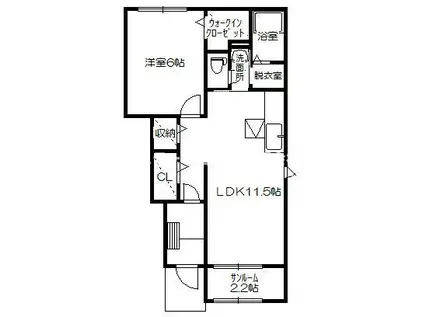 カーサグランデIII(1LDK/1階)の間取り写真