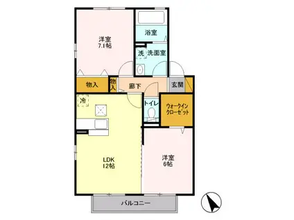 プレミールA(2LDK/1階)の間取り写真