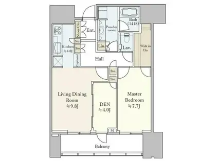 赤坂タワーレジデンスTOP OF THE HILL(1LDK/17階)の間取り写真