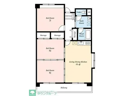アゼリアハウスI(3LDK/2階)の間取り写真