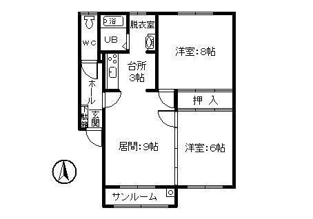 リッチハウスB(2LDK/2階)の間取り写真
