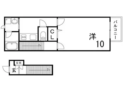ラフィーネ神戸 ノース WING(1K/2階)の間取り写真