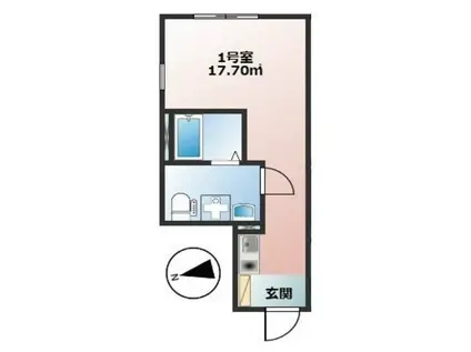 ロータスグラン草加氷川町(ワンルーム/2階)の間取り写真