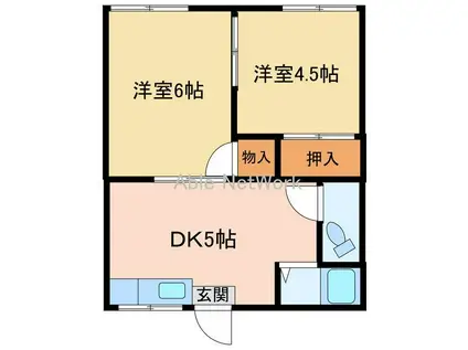 吉岡アパート(2DK/1階)の間取り写真