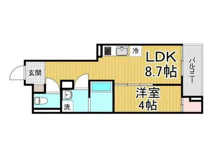 S-MOVE西宮今津(1LDK/3階)の間取り写真