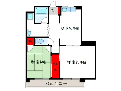 山本マンション(2DK/3階)の間取り写真