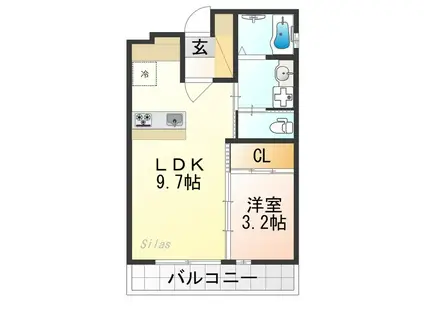 アドバンス京都リエートII(1LDK/4階)の間取り写真