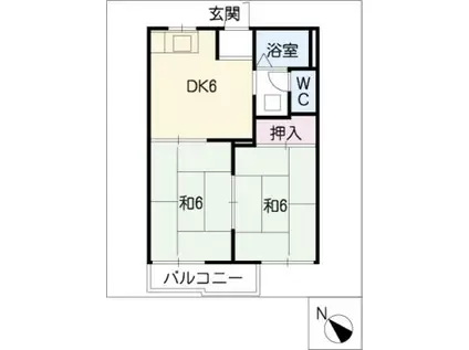 コーポ勝洋A棟(2DK/2階)の間取り写真