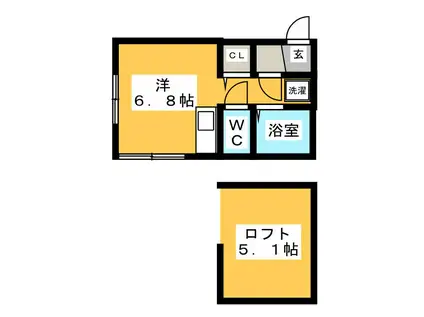 リヴェール湘南II(ワンルーム/1階)の間取り写真