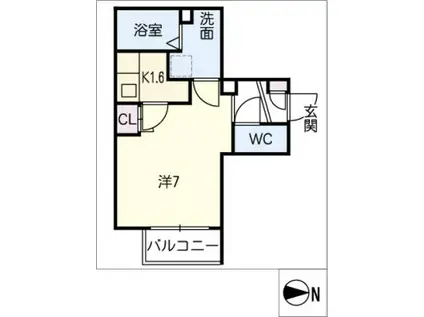 カメリヤ(1K/1階)の間取り写真