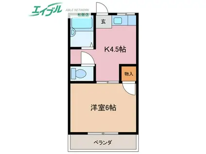 ルメーラ(1K/1階)の間取り写真