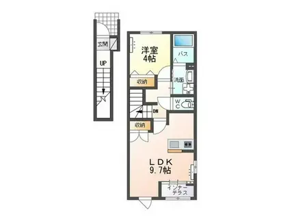 フロントアイランドI(1LDK/2階)の間取り写真