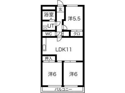 プレザント白金(3LDK/3階)の間取り写真
