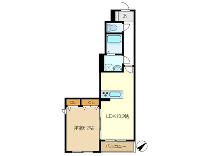 メゾン・ド・ソレイユ(1LDK/2階)の間取り写真