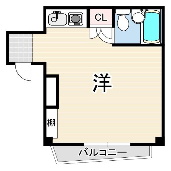 ジュネス六甲道(ワンルーム/4階)の間取り写真