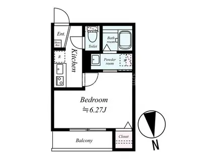 千葉市稲毛区小仲台7丁目アパート(1K/1階)の間取り写真
