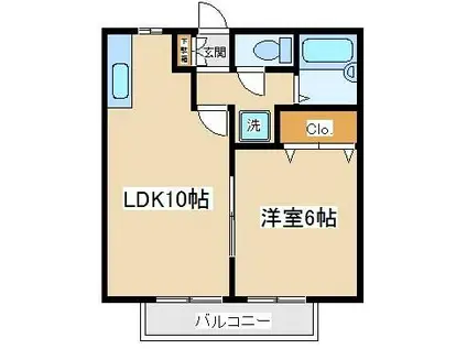 フルール松原(1LDK/1階)の間取り写真