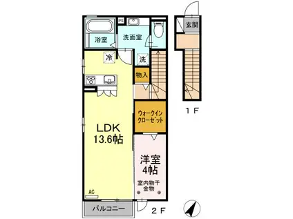 スプラドール II(1LDK/2階)の間取り写真