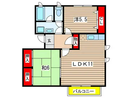 トルースヒルズITML棟(2LDK/2階)の間取り写真