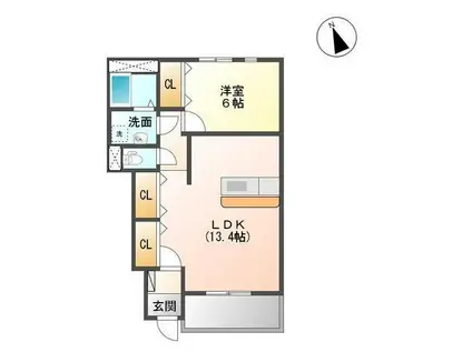 エクセルハイツ(1LDK/1階)の間取り写真