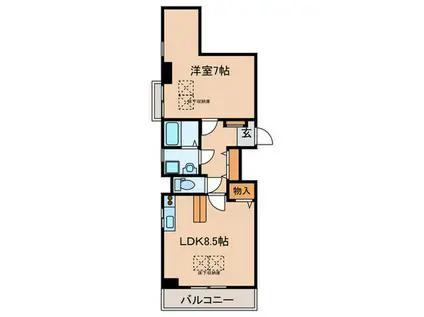 ワンズスタイル阿倍野(1LDK/2階)の間取り写真