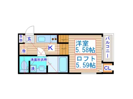 セレーナ仙台ドゥーエ(1K/1階)の間取り写真