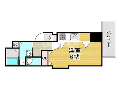 玉造レカンVI(ワンルーム/3階)の間取り写真