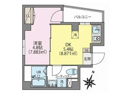 MOCA(1DK/8階)の間取り写真