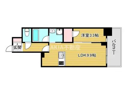 RJRプレシア南堀江(1LDK/11階)の間取り写真