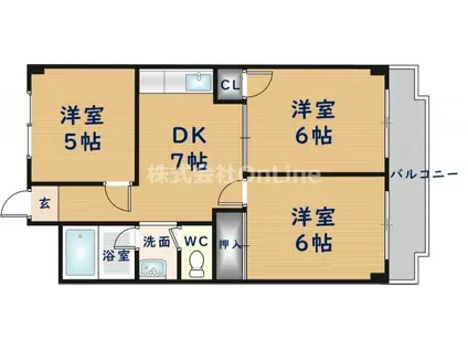 第2高山ハイツ(3DK/5階)の間取り写真